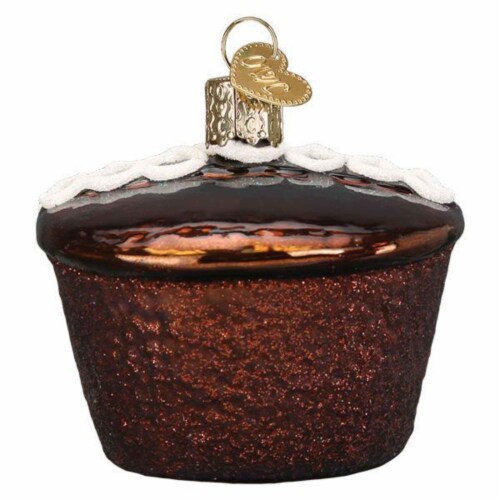 Old World Christmas Hostess Cupcake Glass Chocolate Frosted 32438 Perspective: back