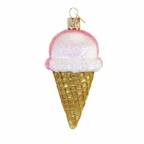 Old World Christmas Neapolitan Ice Cream Cone Glass Ornament Sugar Cone 32509 Perspective: back