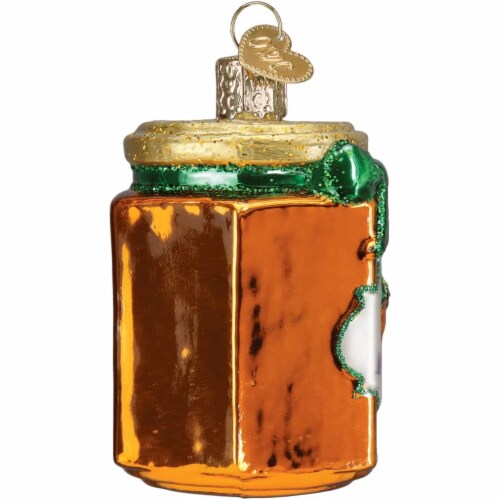 Old World Christmas Glass Blown Jar of Marmalade Ornament, Orange, 3 Perspective: back