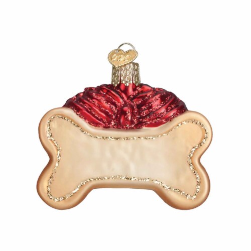 Old World Christmas 2.5 Inch DOG TREAT Glass Pets Dogs Puppy Bone 36019. Perspective: back