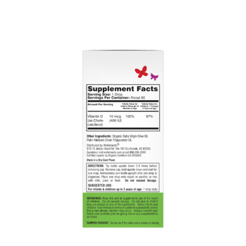 Wellements Organic Vitamin D Drops Perspective: back