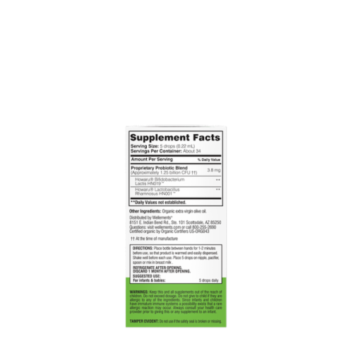Wellements Organic Probiotic Drops Perspective: back