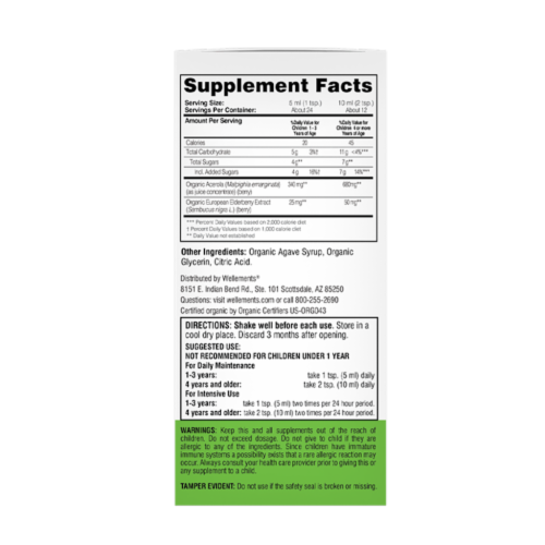 Wellements Organic Elderberry Immune Syrup Perspective: back