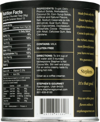 Stephen's® Gourmet White Chocolate Hot Cocoa Mix Perspective: back