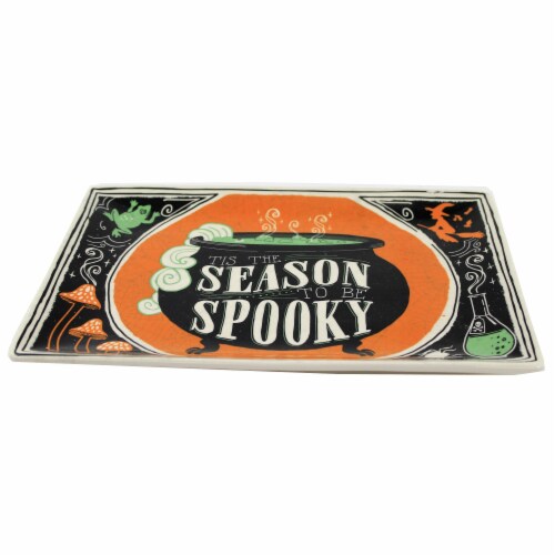Tabletop Scaredy Cat Platter Ceramic Cauldron Halloween Witch 37233 Perspective: back