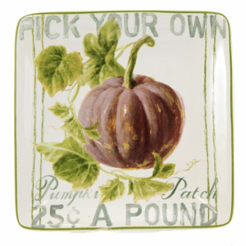 Tabletop Autumn Harvest Canape Plate Set Ceramic Thanksgiving Fall St/4 37250 Perspective: back
