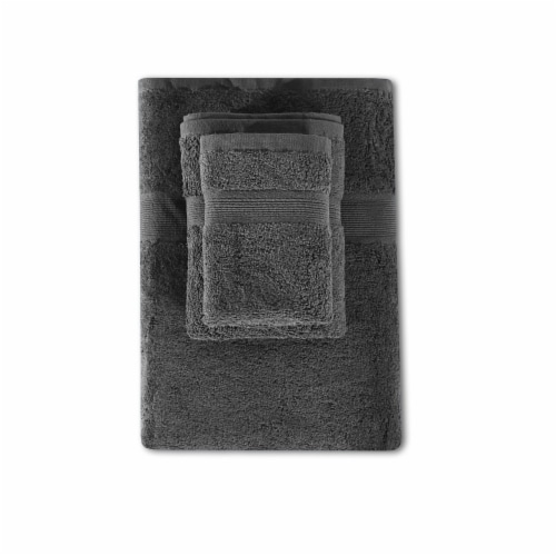 BLC 100% Cotton Bath Towels 6 Pack 2 Bath Towels, 2 Hand Towels, and 2 Washcloths - Charcoal Perspective: back