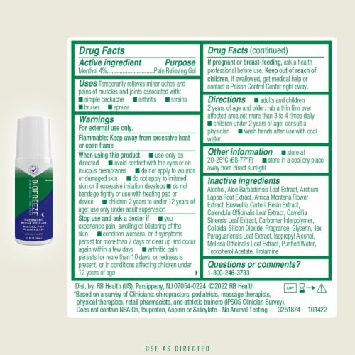 Biofreeze® Overnight Relief Roll-On Pain Relief Gel Perspective: back