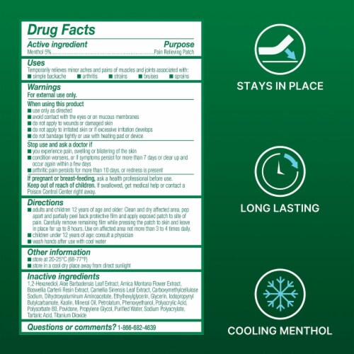 Biofreeze® XL Patches Perspective: back