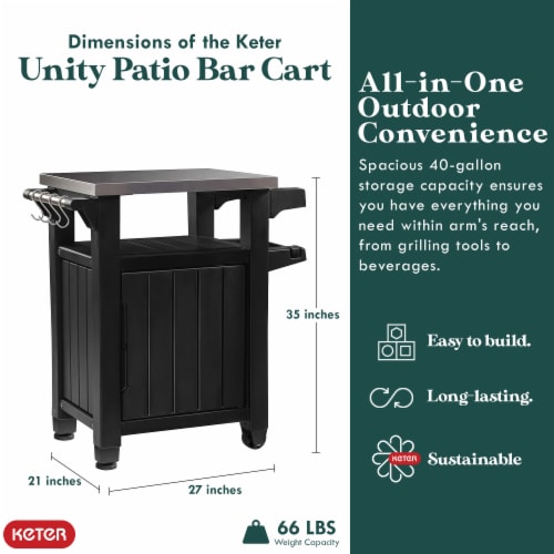 Keter Brown Unity Patio Grilling & Bar Cart Perspective: back