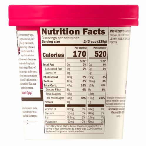Graeter's Raspberry Sorbet Pint Perspective: back