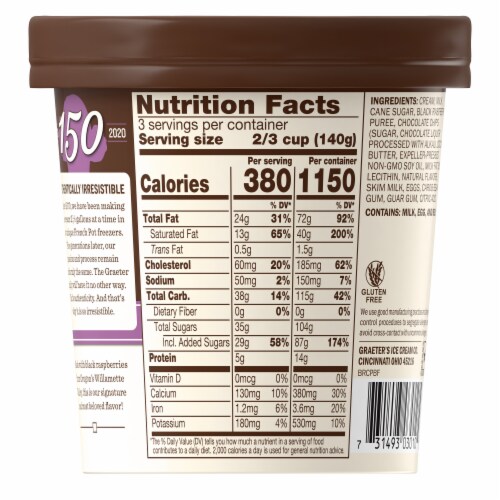Graeter's Black Raspberry Chocolate Chip Ice Cream Perspective: back
