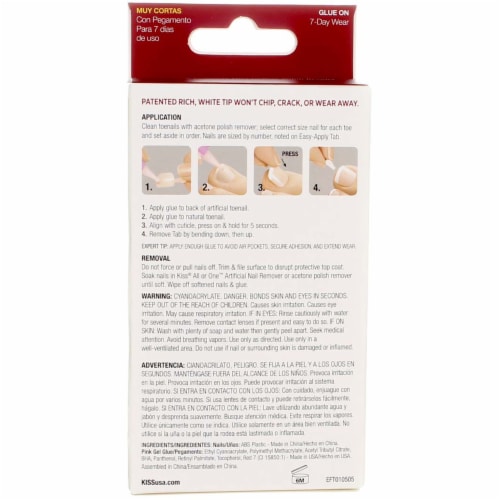 Kiss® Everlasting French® Real Short Length Toenail Kit Perspective: back