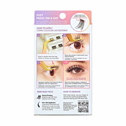 KISS imPRESS Lash Clusters, imPRESS Falsies, Sleek Natural, 12mm-14mm, 12 Clusters Perspective: back