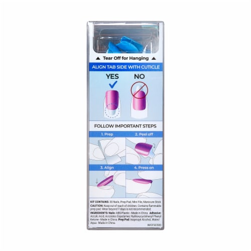 KISS imPRESS No Glue Mani Press On Nails, Color FX, Meta, Blue, Short Squoval, 30 ct Perspective: back