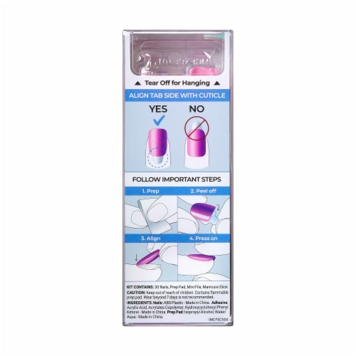KISS imPRESS No Glue Mani Press On Nails, Color FX, Late Night, Pink, Short Squoval, 30 ct Perspective: back
