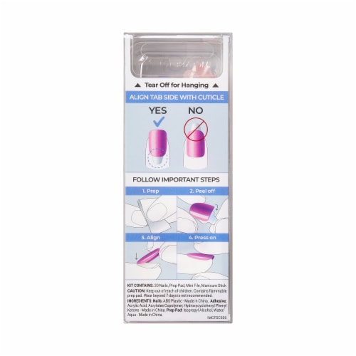 KISS imPRESS No Glue Mani Press On Nails, Color FX, Pop Star, Pink, Short Squoval, 30 ct Perspective: back