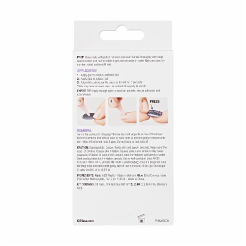 KISS Voguish Fantasy, Press-On Nails, Rainy Night, Pink, Med Almond, 28 ct Perspective: back