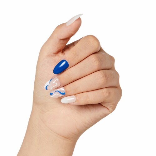 KISS imPRESS No Glue Mani Press On Nails, Design, Free Soul, White, Med Almond, 30 ct Perspective: back