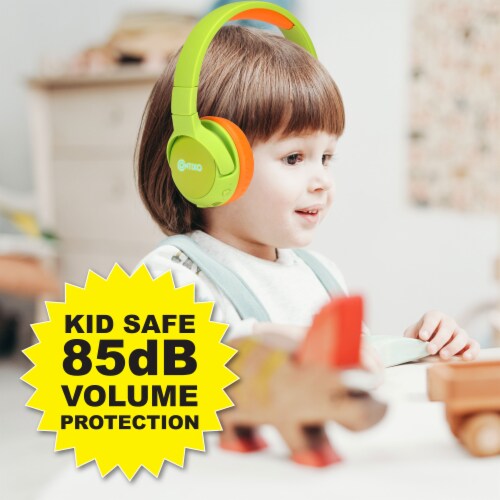 Abcpow Kids Headphones With Microphone,Wireless Headset Bluetooth 5.1 Foldable 94dB Safe Volume Stereo Adjustable Headband Earphones Over-Ear Wired