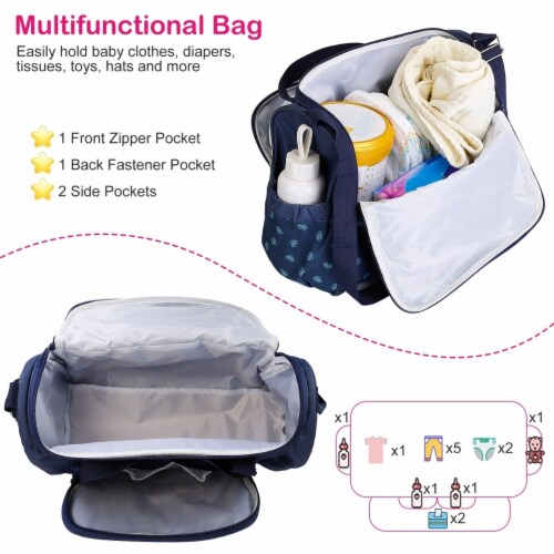 4Pcs Diaper Bag Tote Set Baby Changing Bag 600D Fabric Blue Pink Dark Blue Lightblue 1 unit Foods Co