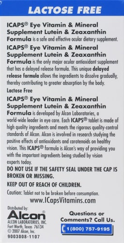 Alcon I-Caps Lutein & Zeaxanthin Supplements Perspective: back