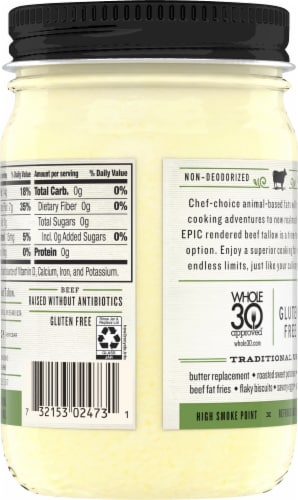 EPIC® Grass Fed Rendered Beef Tallow Cooking Fat Perspective: back