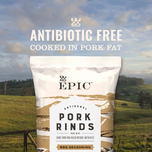 EPIC Keto and Paleo Friendly BBQ Seasoning Pork Rinds Pork Skins Snack Perspective: back