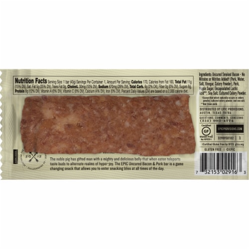 Epic Uncured Bacon Pork Maple Protein Bar Case