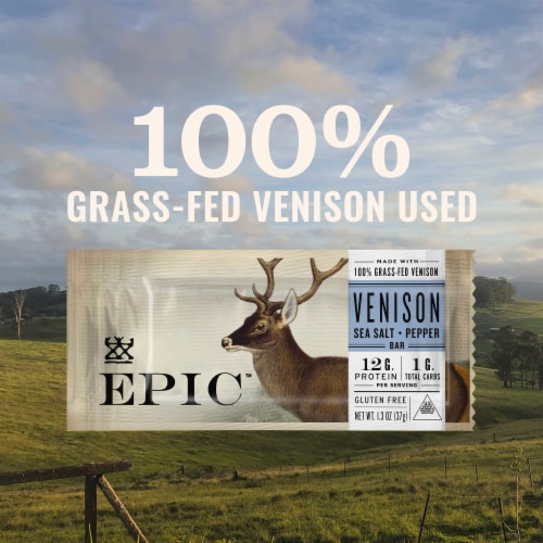 EPIC Keto and Paleo Friendly Venison Sea Salt Pepper Protein Bars Healthy Snacks Perspective: back