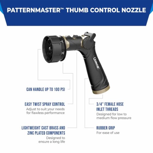 Underhill Proline Master Gold Series 7 Spray Pattern Hose Nozzle w/ 3/4 In Inlet Perspective: back