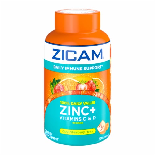 Zicam® Daily Immune Support Zinc Plus Vitamins C & D Citrus Strawberry Flavor Gummies Perspective: back