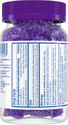Zicam Elderberry Cold Remedy Medicated Fruit Drops Perspective: back