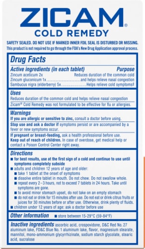 Zicam® Cold Remedy Elderberry Citrus Flavor Rapidmelts® Perspective: back