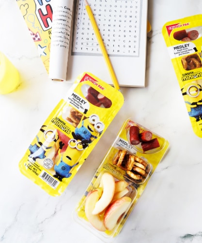 Crunch Pak® Minions Medley With Apple Slices Turkey Sausage Bites & Pretzels Perspective: back