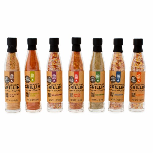The Good Hurt Fuego, Grillin' BBQ Rub for Grilling Gift Set, Set of 7 Perspective: back