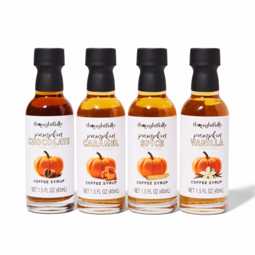 Thoughtfully Gourmet, Pumpkin Coffee Syrup Variety Pack, Set of 4, 1
