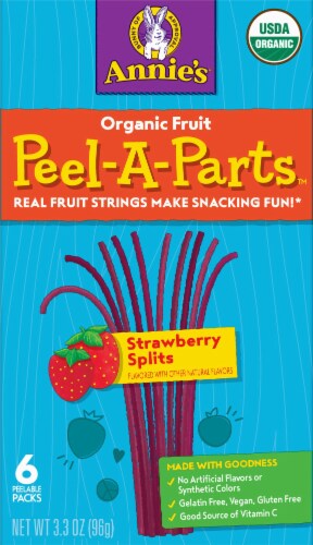 Annie's Homegrown Strawberry Fruit Snack Peel-a-Parts 3.3 oz Perspective: back