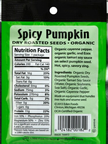 Eden Foods Pocket Snack Pumpkin Seed Spicy Perspective: back