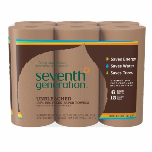 Seventh Generation Unbleached Chlorine Free Paper Towel Rolls Perspective: back