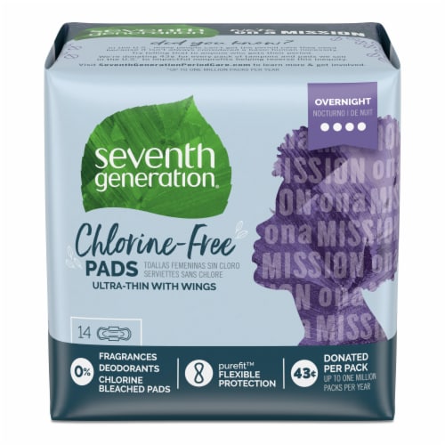 Seventh Generation Overnight Absorbency Ultra Thin Pads, 14 ct - City Market