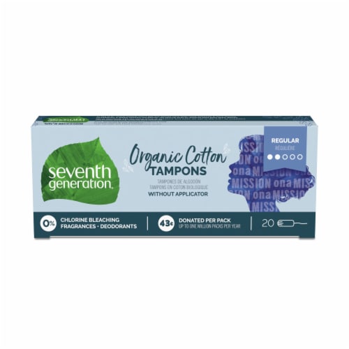 Seventh Generation Organic Cotton Regular Absorbency Tampons Non-Applicator Perspective: back