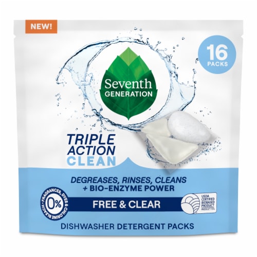 Seventh Generation Triple Action Clean Dishwasher Detergent Packs Free & Clear Perspective: back