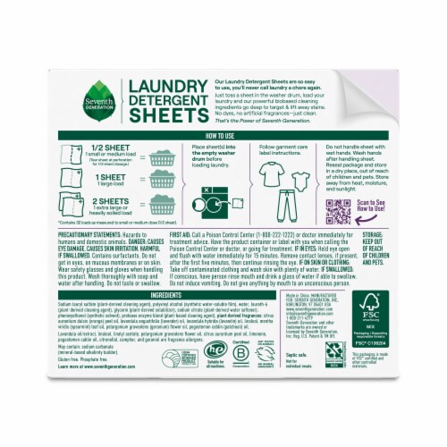 Seventh Generation Laundry Detergent Sheets Lavender Perspective: back