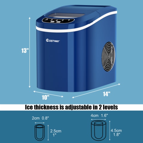 Costway Portable Compact Electric Ice Maker Machine Mini Cube 26lb/Day ABS Navy Perspective: back