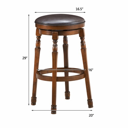 Costway Set of 4 29'' Swivel Bar Stool Leather Padded Dining Kitchen Pub Chair Backless Perspective: back