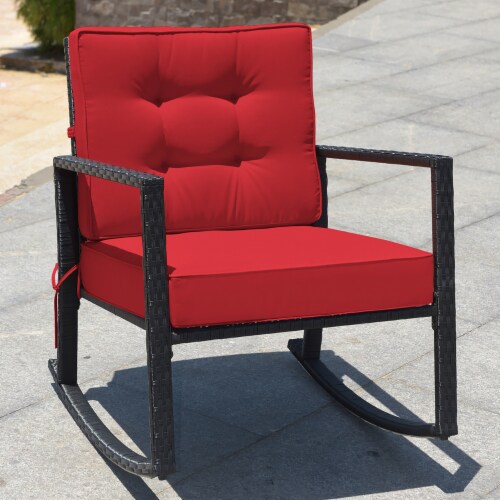 2PCS Patio Rattan Rocker Chair Outdoor Glider Wicker Rocking Chair