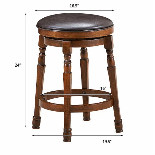 Costway Set of 4 24'' Swivel Bar Stool Leather Padded Dining Kitchen Pub Chair Backless Perspective: back