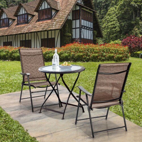 Costway 4PCS Outdoor Patio Folding Chair Camping Portable Lawn Garden W/Armrest Perspective: back