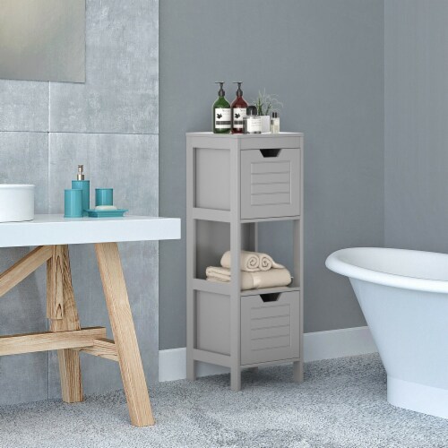 Bathroom Wooden Floor Cabinet Multifunction Storage Rack Organizer